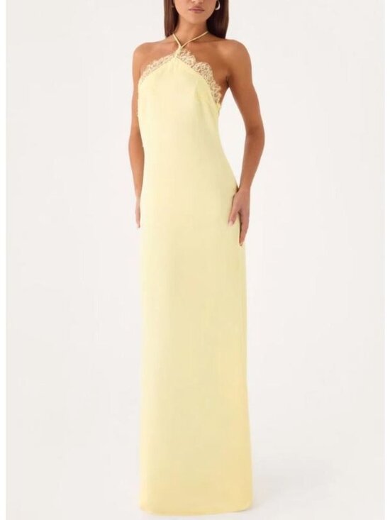 Peppermayo Dresses & Skirts - Peppermayo Samaria Halter Maxi Dress Women Size 6 US NWT Lace Trim Detailing